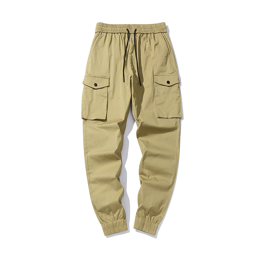 Men's Casual Drawstring Cargo Pants with Pockets