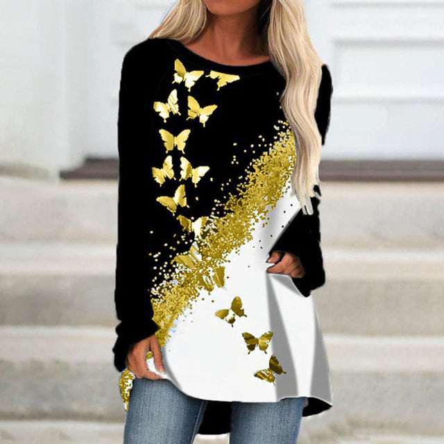 Women's Casual Butterfly Print Loose T-Shirt