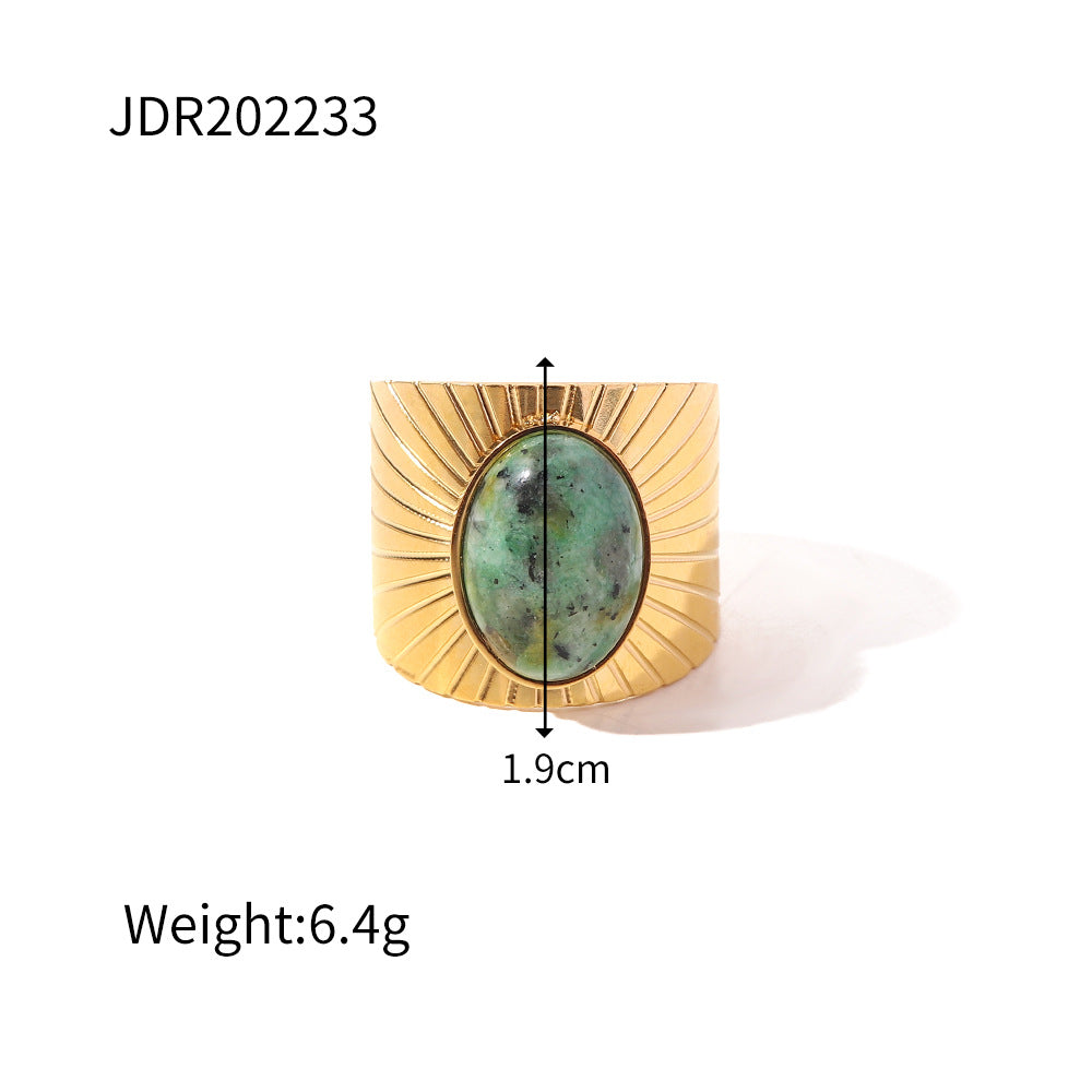 Retro Oval African Turquoise Wide Ring for Women