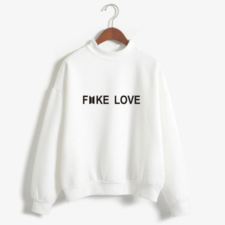 BTS Fake Love Unisex Loose High Neck Sweatshirt