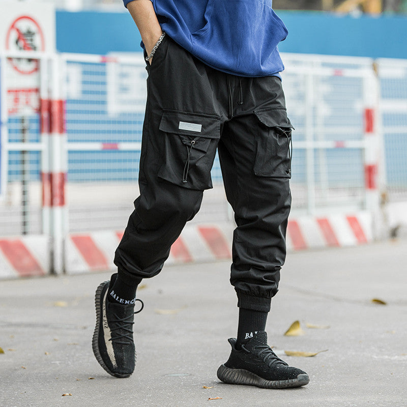 Men's Casual Drawstring Cargo Pants with Pockets