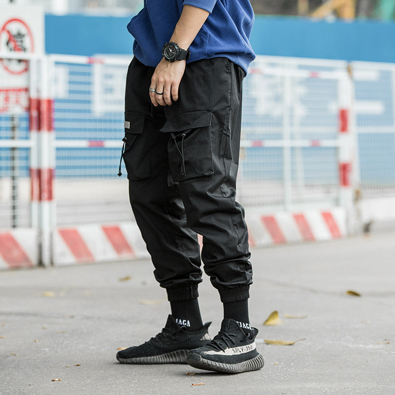 Men's Casual Drawstring Cargo Pants with Pockets
