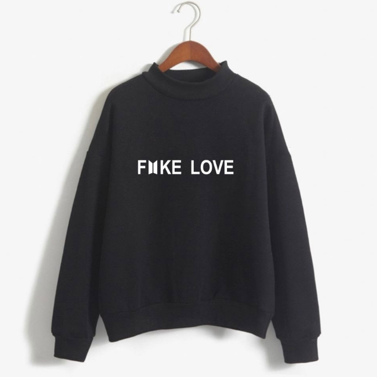 BTS Fake Love Unisex Loose High Neck Sweatshirt