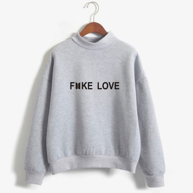 BTS Fake Love Unisex Loose High Neck Sweatshirt