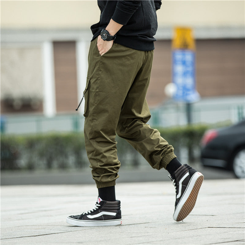Men's Casual Drawstring Cargo Pants with Pockets