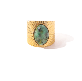 Retro Oval African Turquoise Wide Ring for Women